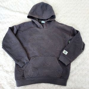 Cotton On Raised Peace Sign Gray Hooded pullover youth 8 Cool Weather Casual